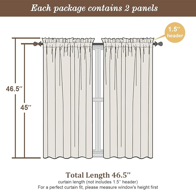 Chyhomenyc Roman Linen Blend Curtains 45 Inch Length 2 Panels, Light Filtering - Image 5