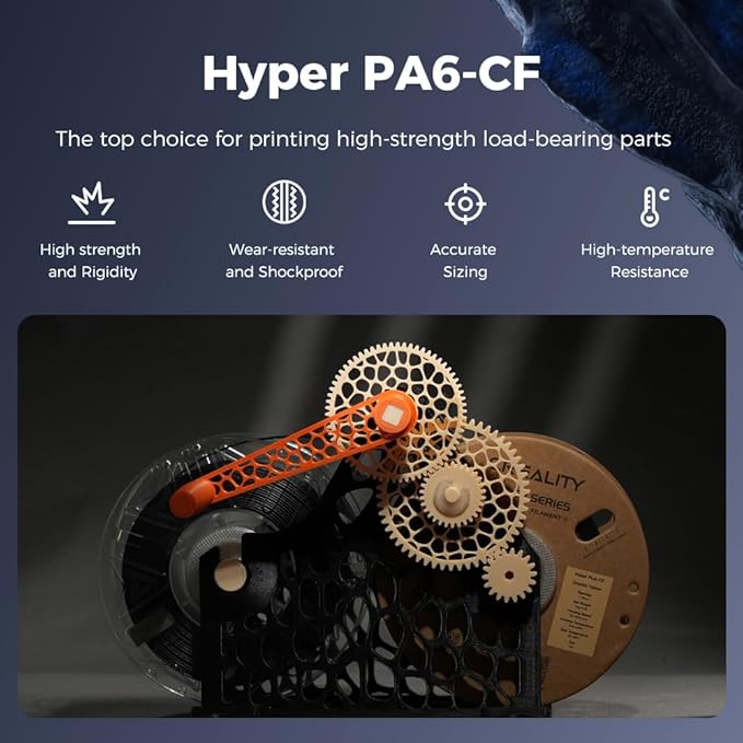 Creality Hyper PA6-CF Carbon Fiber Nylon Filament 1.75mm 1KG, 3D Printing - Image 2