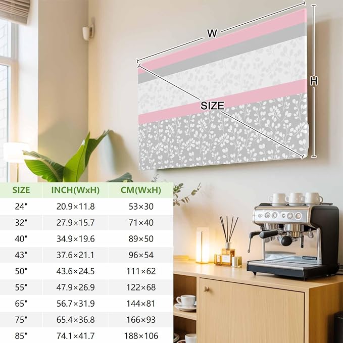 Watercolor Flower Leaf Plant Indoor TV Cover, Elastic TV Screen Protector - Image 4
