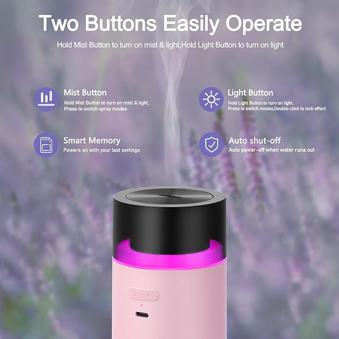 HODEMI Cordless Diffuser for Essential Oil, Portable Cool Mist Aromatherapy Car - Image 5