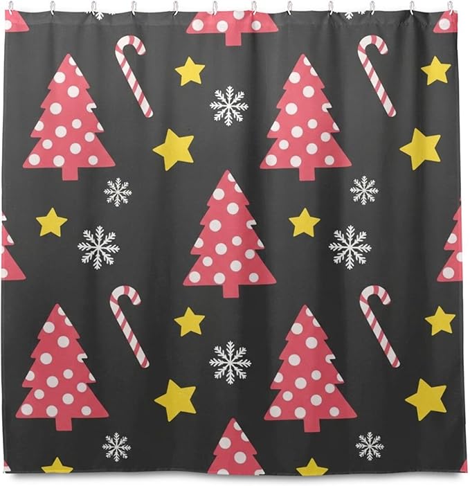 Christmas Gnome Tree Red Shower Curtain Liner 72×72 inch - Image 2