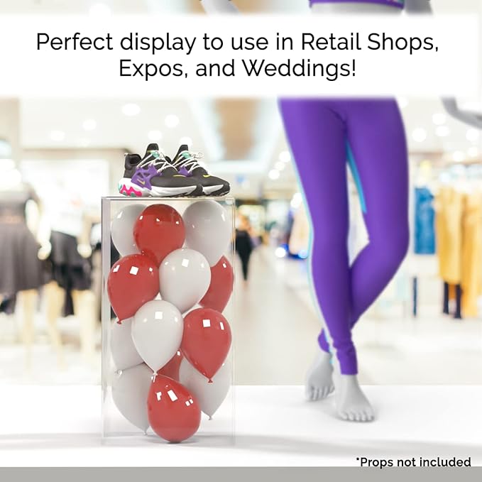 Tall Display Box Clear Acrylic 12" x 12” x 24” No Lid Hollow Pedestal 5 Sided - Image 2