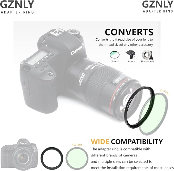 62mm to 67mm Step-up Adapter Rings Filter Adapter Black Metal Step Down Filter - Image 4