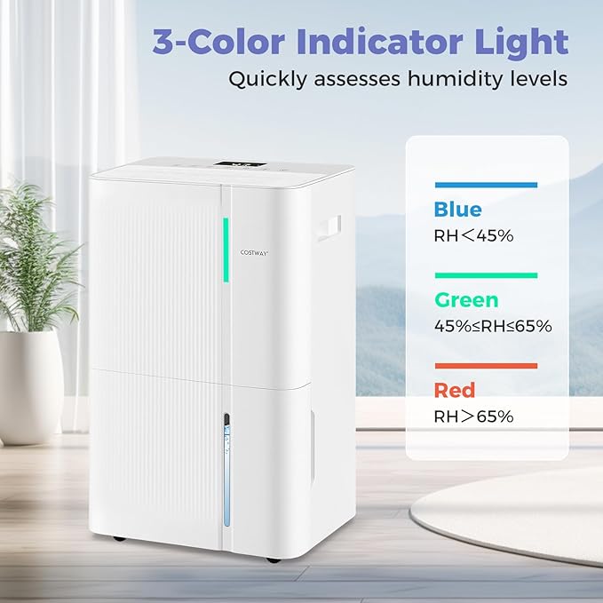 COSTWAY 96 Pints Dehumidifier for Basement, 8000 Sq.Ft Dehumidifier - Image 5