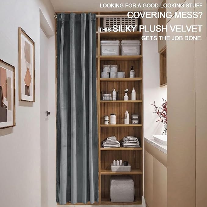 XTMYI Grey Velvet Privacy Room Divider Curtains - Image 9