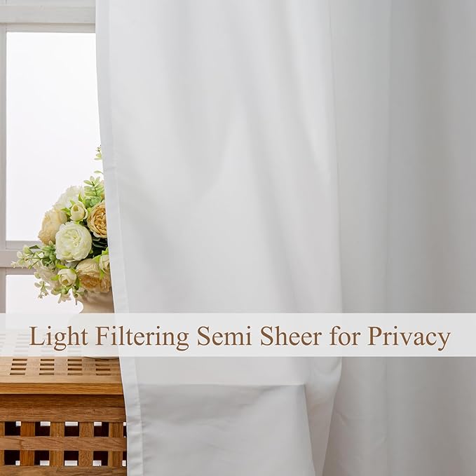 L.Z.E White Light Filtering Curtains 72 Inch Length 2 Panels Set, Privacy - Image 3