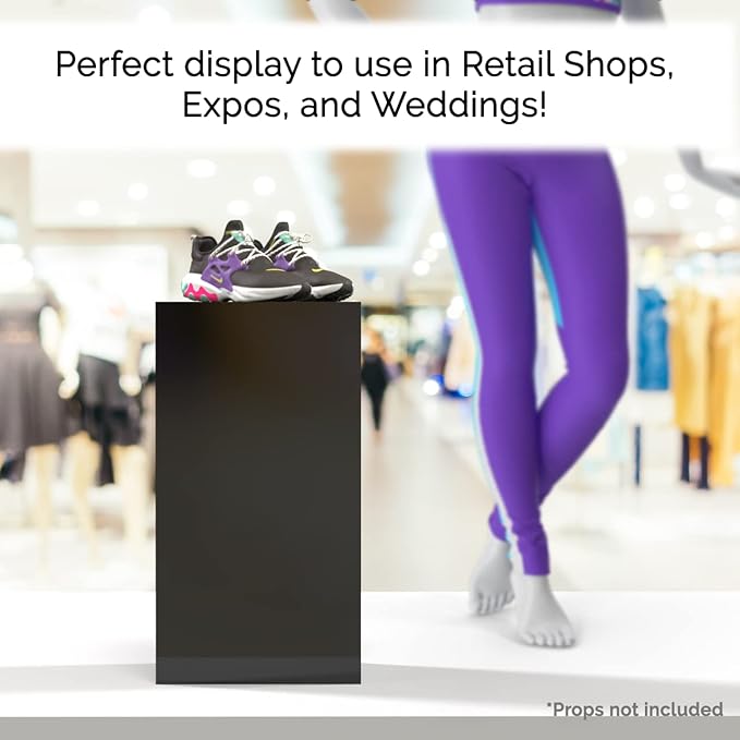 Marketing Holders Acrylic Display Riser Plinth Tall Glossy Black 5 Sided - Image 3