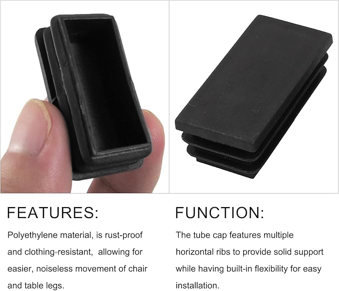 METALLIXITY Rectangle End Caps 12Pcs, Plastic Rectangle Tube Inserts Threaded - Image 4