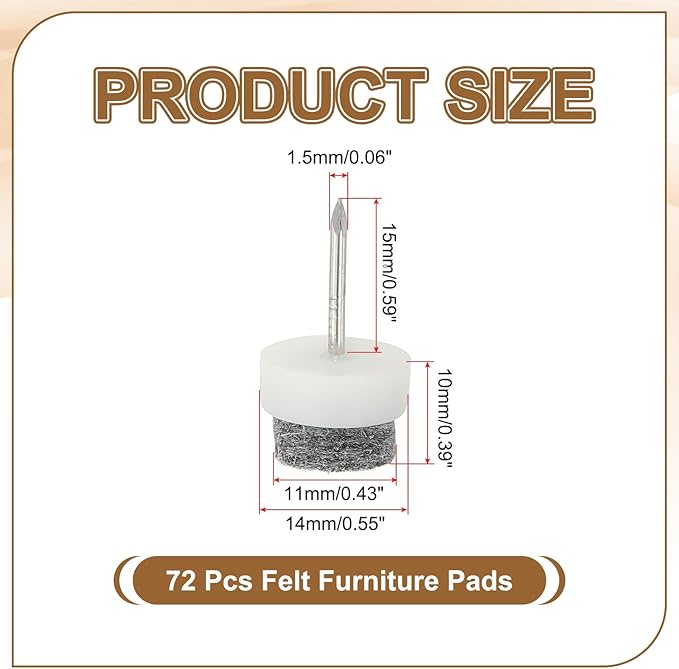 PATIKIL 14 mm Nail-on Felt Pads - Image 2