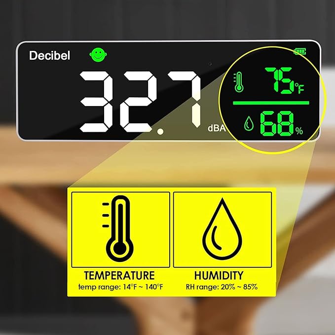 Decibel Meter Wall Hanging Sound Level Meter 11 inch Large LED Display Noise - Image 3