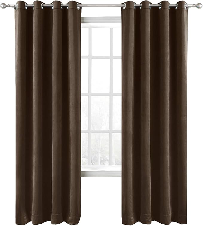 ChadMade Extra Wide Blackout Lined Premium Velvet Curtain Chocolate 120Wx84L by ChadMade