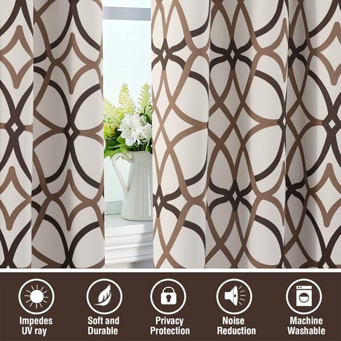 H.VERSAILTEX Blackout Curtains Printed Design 108 Inch Length 2 Panels Set - Image 6