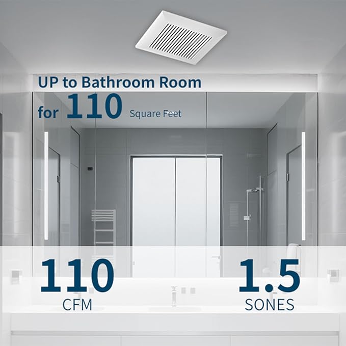 Tech Drive Bathroom Exhaust Fan 110 CFM, 1.5 Sone, 4-Inch Duct, No Attic Access - Image 3
