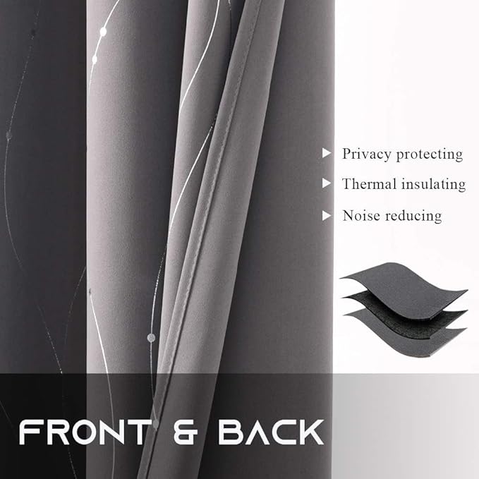 NICETOWN Blackout Curtains for Bedroom, Foil Printed Wave Lines - Image 6
