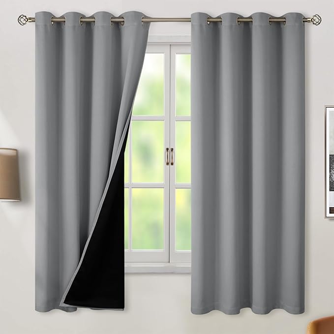 BGment Thermal Insulated 100% Blackout Curtains 63 Inch Length 2 Panels by BGment