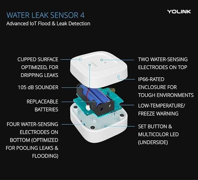 YoLink Water Leak Starter Kit: Hub + 6 Leak Sensor 4, LoRa Long-Range, - Image 3