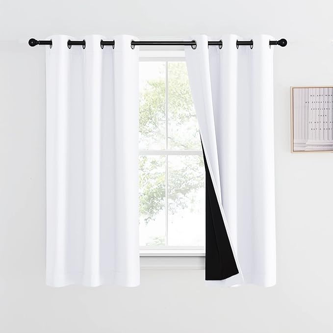 NICETOWN 100% Blackout Curtain 54 inches Long, Double-Deck Completely Blackout by NICETOWN