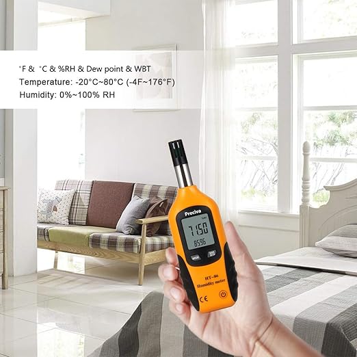 Preciva Digital Psychrometer Thermo-Hygrometer, LCD Mini Temperature and - Image 5