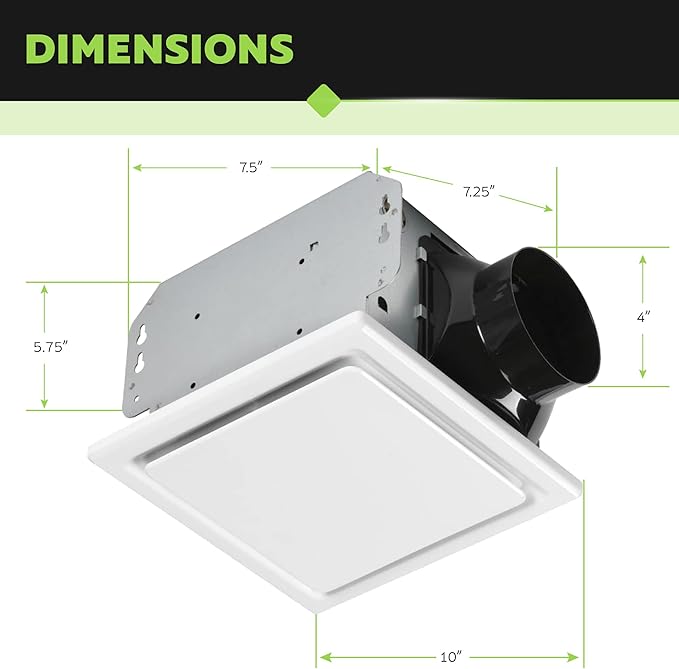 Homewerks 7140-110 Bathroom Fan Ceiling Mount Exhaust Ventilation, 2.5 Sones - Image 5