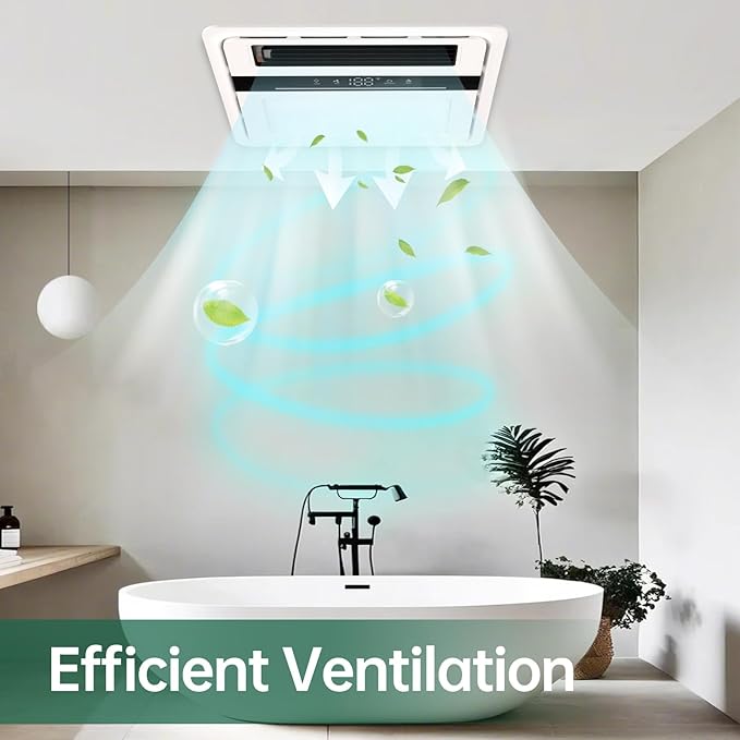 Bathroom Fan with Light and Heater, 140 CFM Ventilation, Remote Control - Image 3