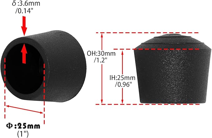 Flyshop 1", 25 mm, Patio Round Chair Leg Caps, Furniture Table Feet Covers - Image 2