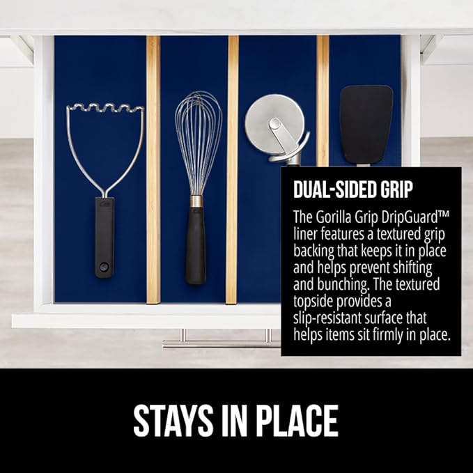GORILLA GRIP DripGuard Shelf Liner, Non-Adhesive Drawer and Kitchen Cabinet - Image 4