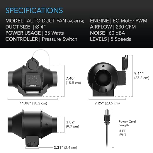 AC Infinity Automatic Duct Fan 4", Inline Fan - Image 6