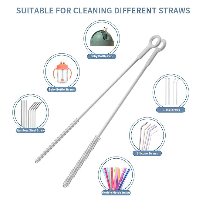 Reusable Silicone Straw Cleaner Brush Set, Flexible&Bendable Design, Dishwasher - Image 7