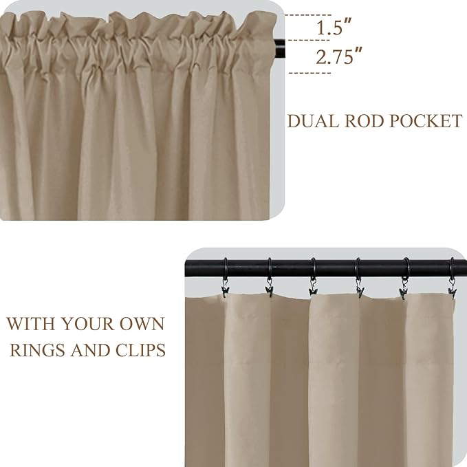 L.Z.E Light Filtering Curtains 72 Inch Length 2 Panels Set, Rod Pocket Window - Image 4