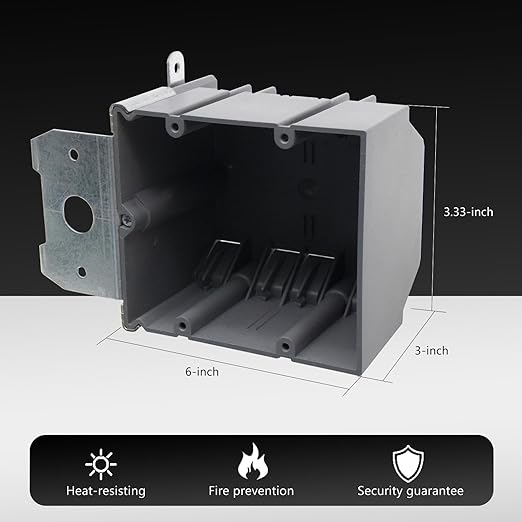 MAKERELE PVC Grey Adjustable Electrical Outlet Box, 2-Gang Adjustable Depth - Image 3