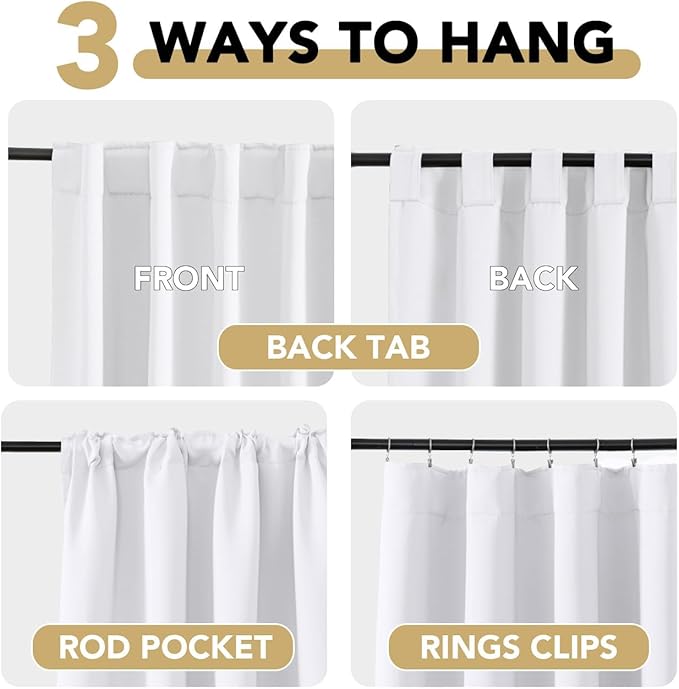 H.VERSAILTEX Back Tab White Curtains 102 Inch Long - Image 4