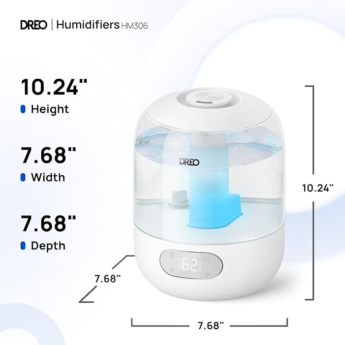 DREO Humidifiers for Bedroom, 3L Top Fill 30H & 26dB Quiet Runtime for Large - Image 8