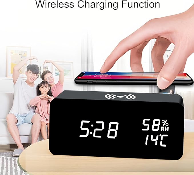 Lancoon Wooden Digital Alarm Clock - Image 2