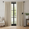 RYB HOME 100% Blackout Linen Textured Curtains 96 inches Long, Thermal by RYBHOME