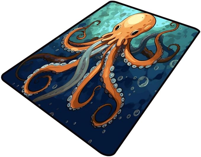 Wall-to-Wall Carpeting, Submarine Octopus Pattern Printing Moisture Barrier by Snarena