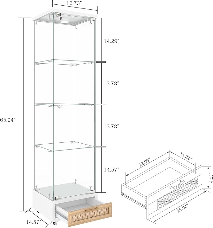 Yoluckea 4 Tiers Glass Display Cabinet - Image 2