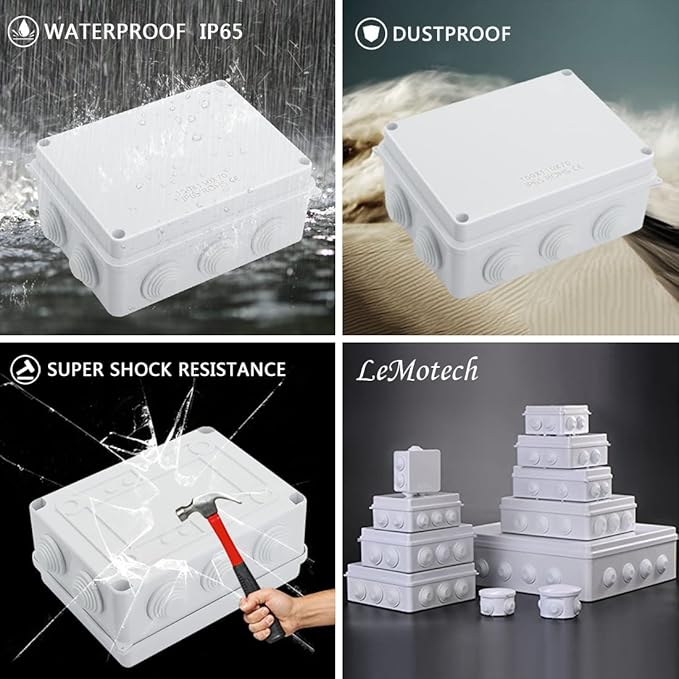 LeMotech ABS Plastic Dustproof Waterproof IP65 Junction Box Universal - Image 8