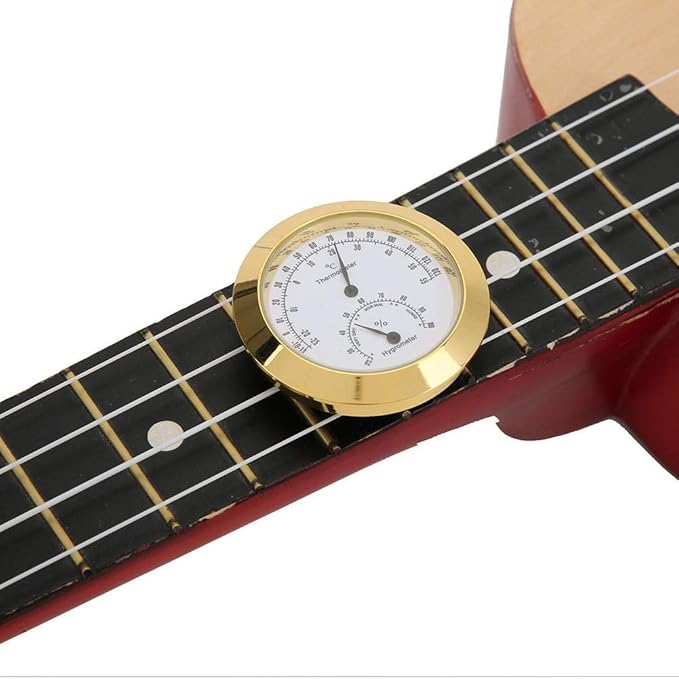 Tbest Guitar Analog Hygrometer, Round Alloy Digital Thermometer Hygrometer - Image 8