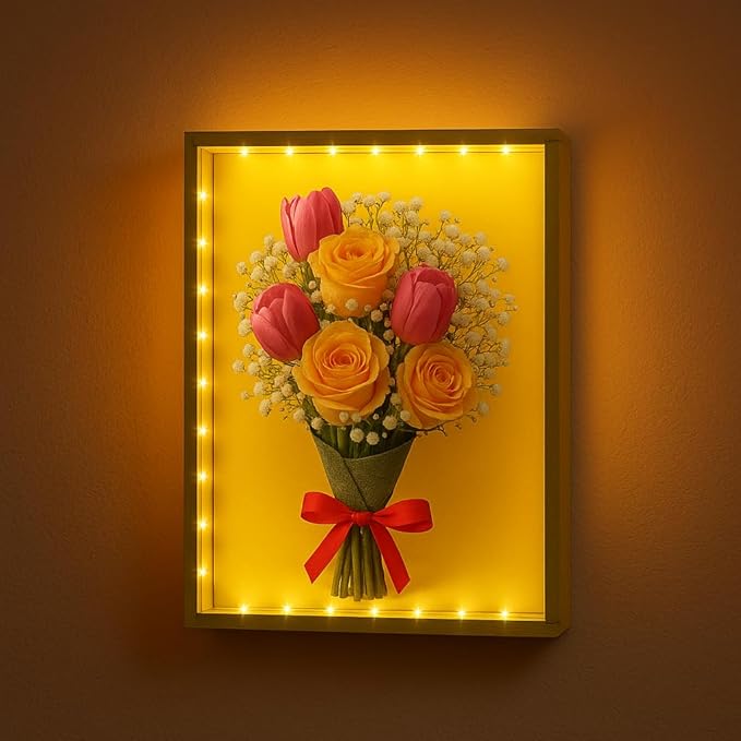 Dried Flower Shadow Box with LED Light | Changeable Artwork Display & Storage by LuxRound