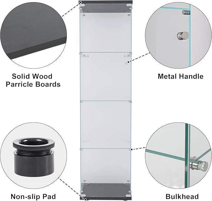 Yoluckea 4 Shelves Glass Display Cabinet - Image 3