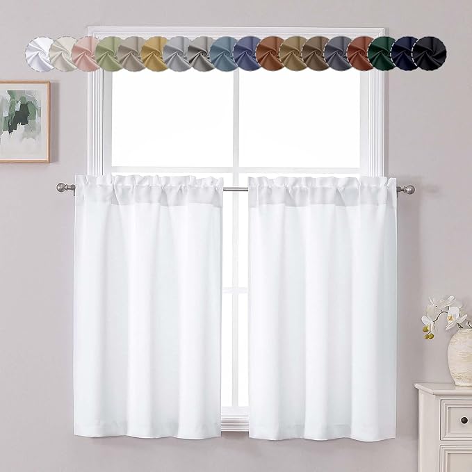 Chyhomenyc Light Filtering Short Curtains 36 Inch Length, Small Kitchen Curtain by Chyhomenyc