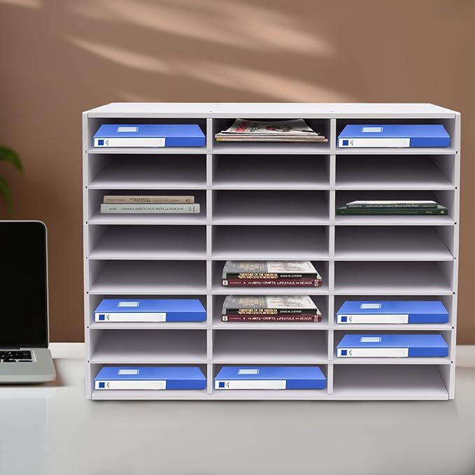 Literature Organizers 24/36Slots Mail Sorter Compartment Files Rack File by AOOCHU
