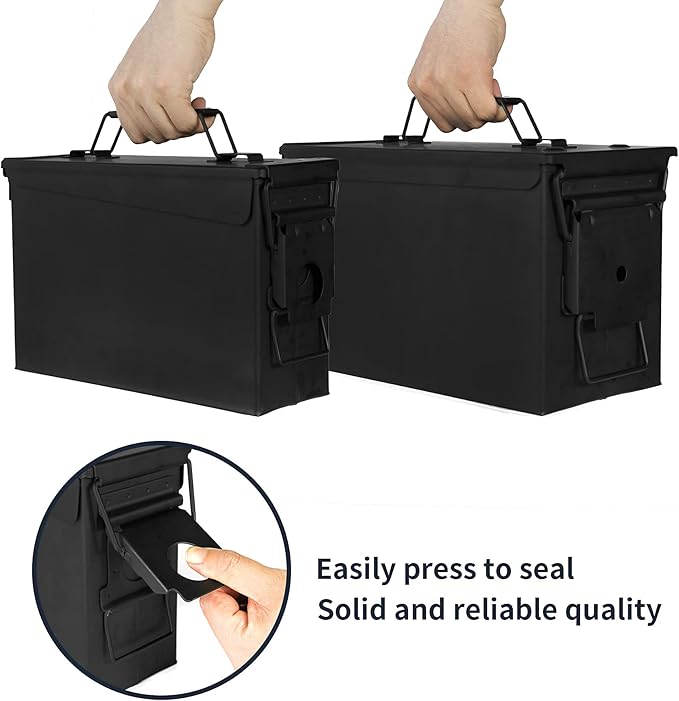 GUGULUZA Metal Ammo Can 30/50 Cal, Lockable Bullet Storage Case, Waterproof & - Image 5