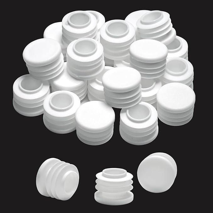 3/4" Plastic Hole Plugs White -Round Chair Leg Caps, Flush Mount Pipe Plugs by EASYEAH