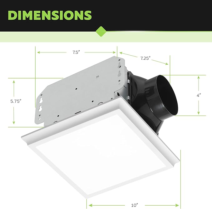 Homewerks 7141-50-G4 Bathroom Fan Integrated LED Light Ceiling Mount Exhaust - Image 4