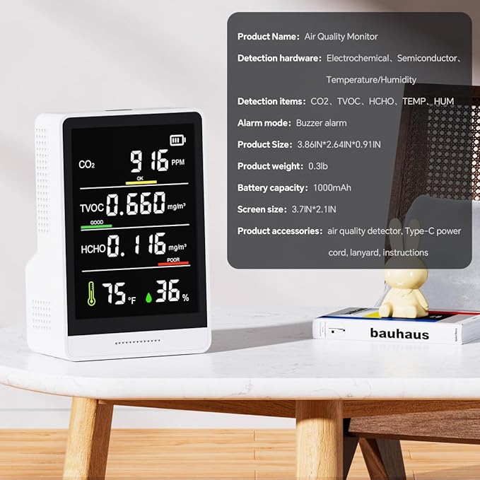 5-in-1 Professional Indoor Air Quality Monitor Indoor Portable CO2 Monitor | - Image 6