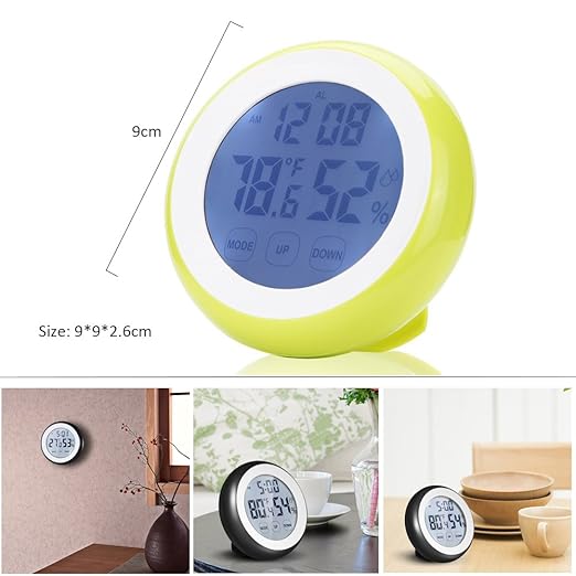 Digital Thermometer Hygrometer Clock, Temperature Humidity Monitor Alarm Clock - Image 2