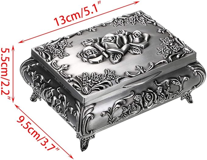 Hipiwe Vintage Metal Jewelry Box Small Trinket Jewelry Storage box - Image 7