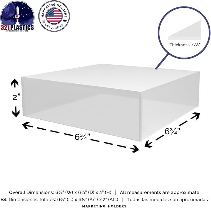 Acrylic Display Box with One Open Side 6.75" x 6.75" x 2 No Lid Versatile - Image 6