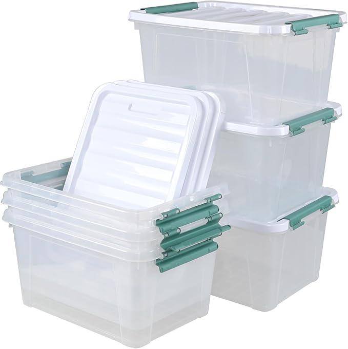 6 Pack 20 L Clear Storage Latch Box, Plastic Storage Bins - Image 7
